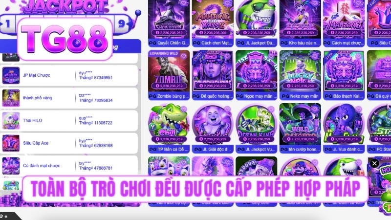 Toàn bộ trò chơi đều được cấp phép hợp pháp